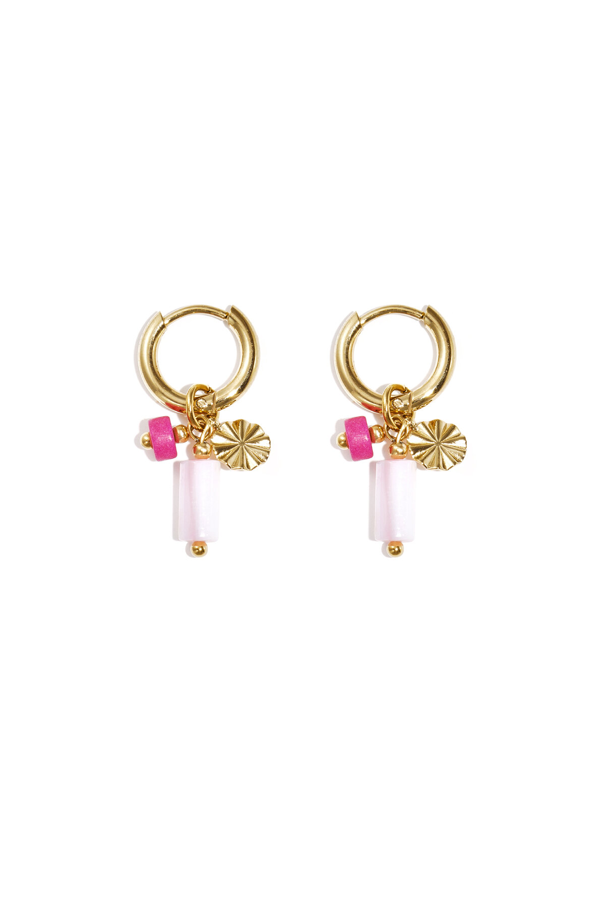 Earrings with beads and coin charm 