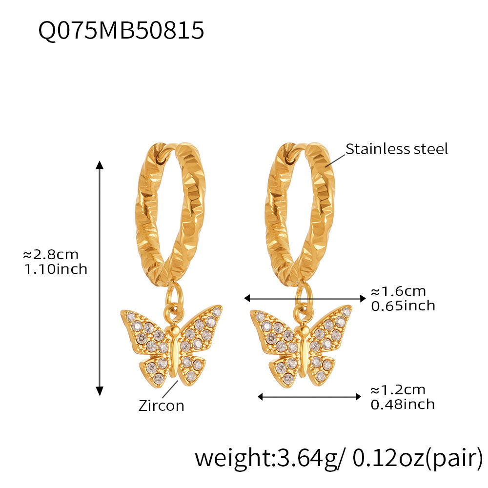 Q075-Goldene Schmetterling Zirkon Ohrringe Bild14