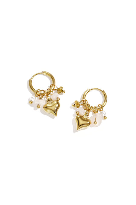 Boucles d'oreilles avec pendentifs en forme de cœur et de perles 2