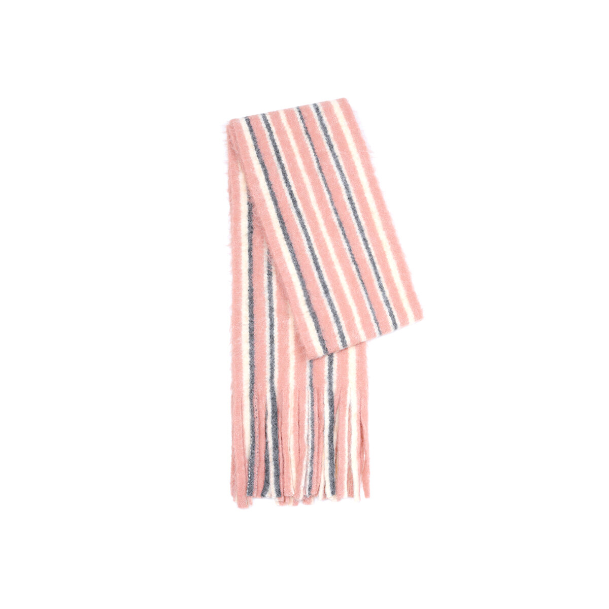 1 Piece Wool & Polyester Tassel Color-blocked Striated Winter Scarf Picture6