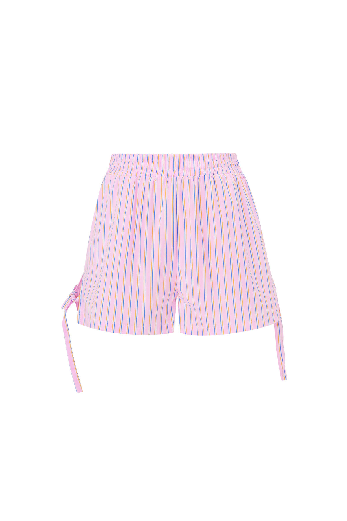 Cotton Woven Shorts Femme Casual Stripes Tie-up 2