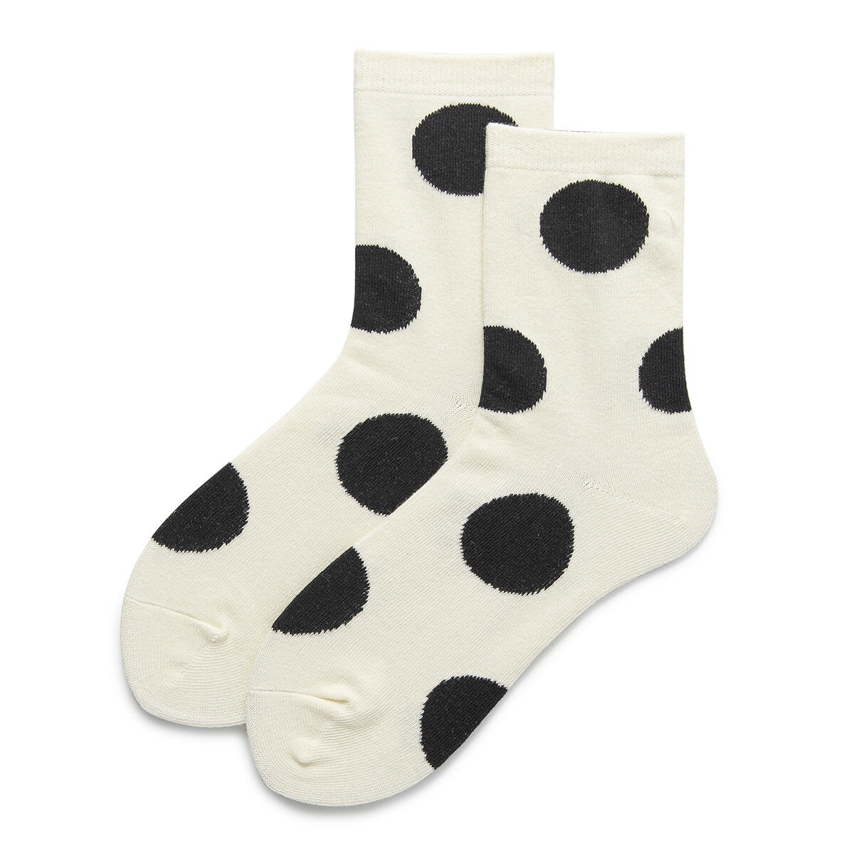 1 Pair  Adorable Polka Dot Color - Blocking Women's Mid - Calf Socks
