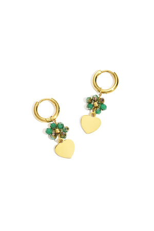Earrings with heart on beaded flower h5 Picture3