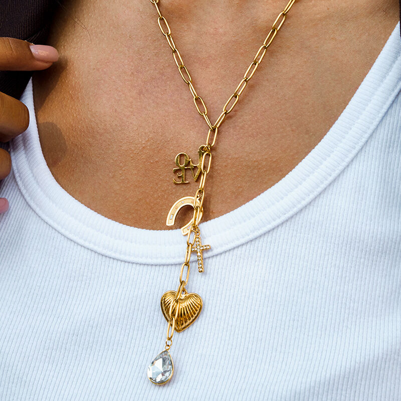 Gorgeous Heart Tassel Stainless Steel Waterproof Gold Color Women's Pendant Necklaces