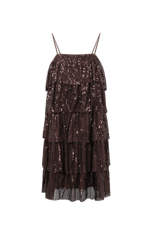 Tessuto Fibra Di Poliestere Donna Mini Abito Elegante Paillettes h5 