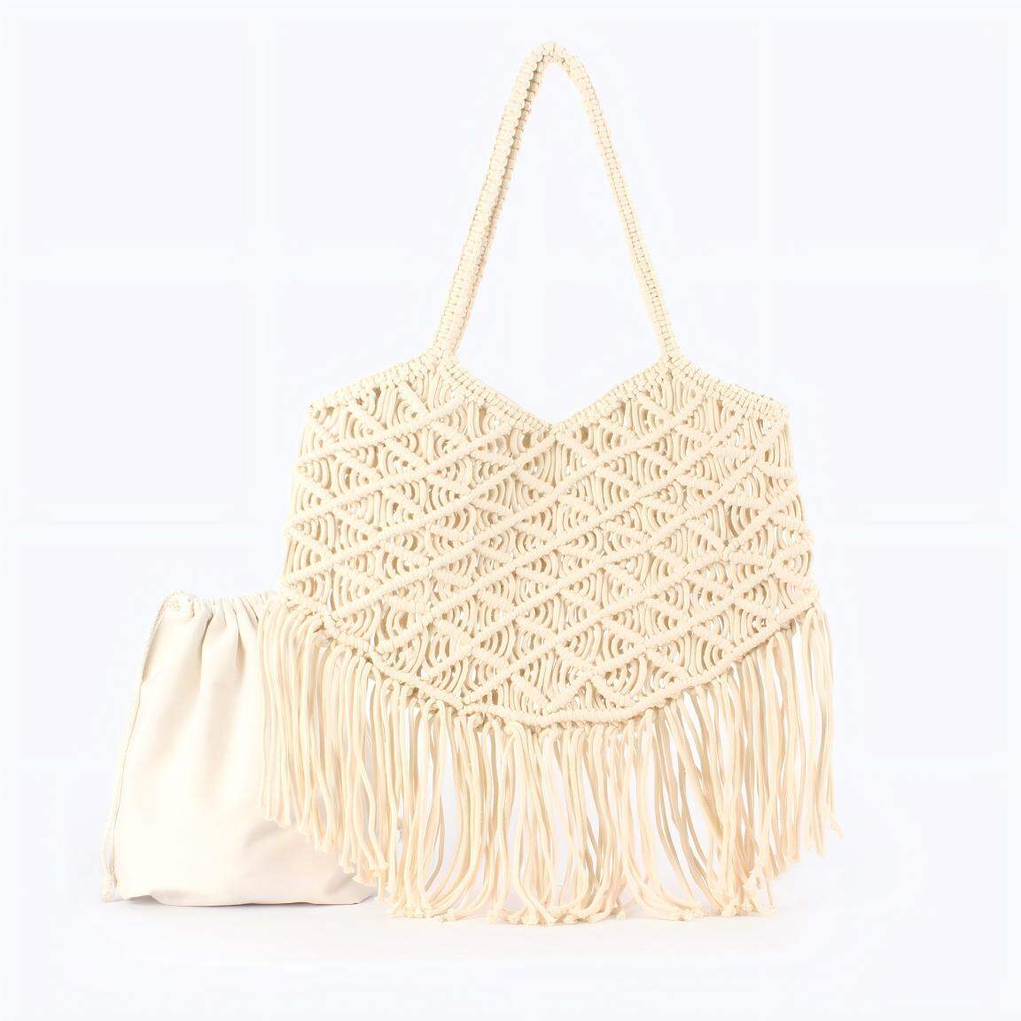 Classic Tassel Woven Cotton Women's Beach Bags Picture2