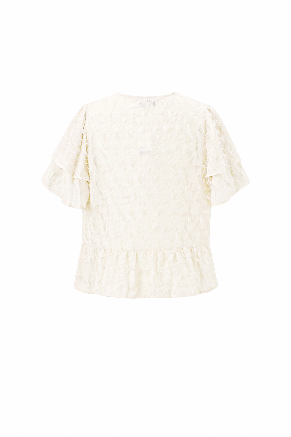 Woven Polyester Fiber Women's Short Sleeve Tops Elegant Tie-up Solid Color Picture3