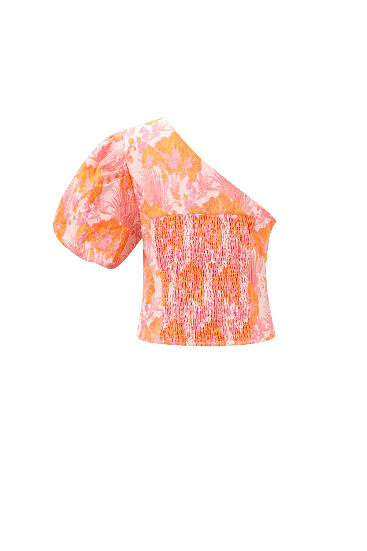 Woven Polyester Fiber Women's One Shoulder Top Elegant Floral Print h5 Picture3