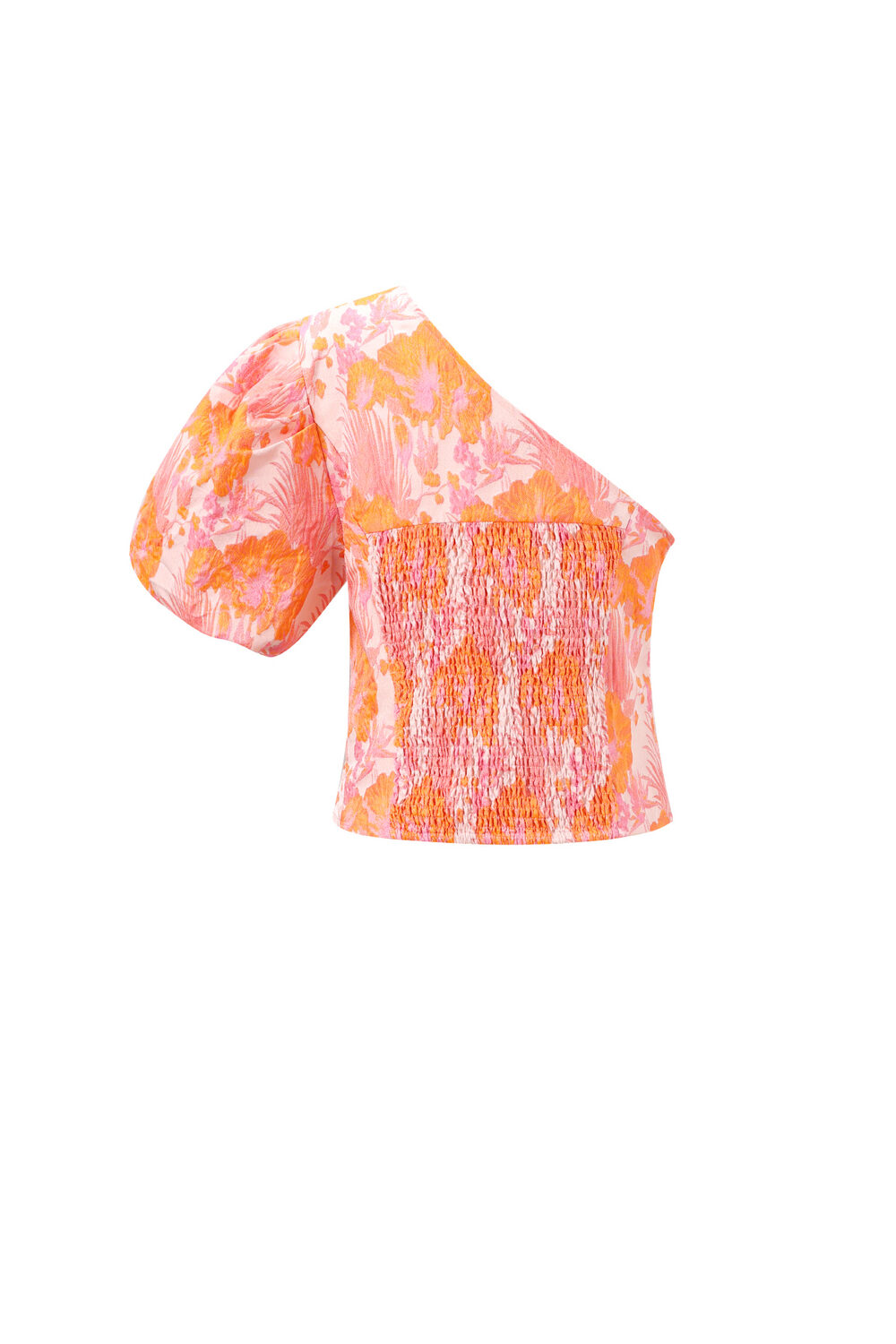 Woven Polyester Fiber Women's One Shoulder Top Elegant Floral Print h5Picture3