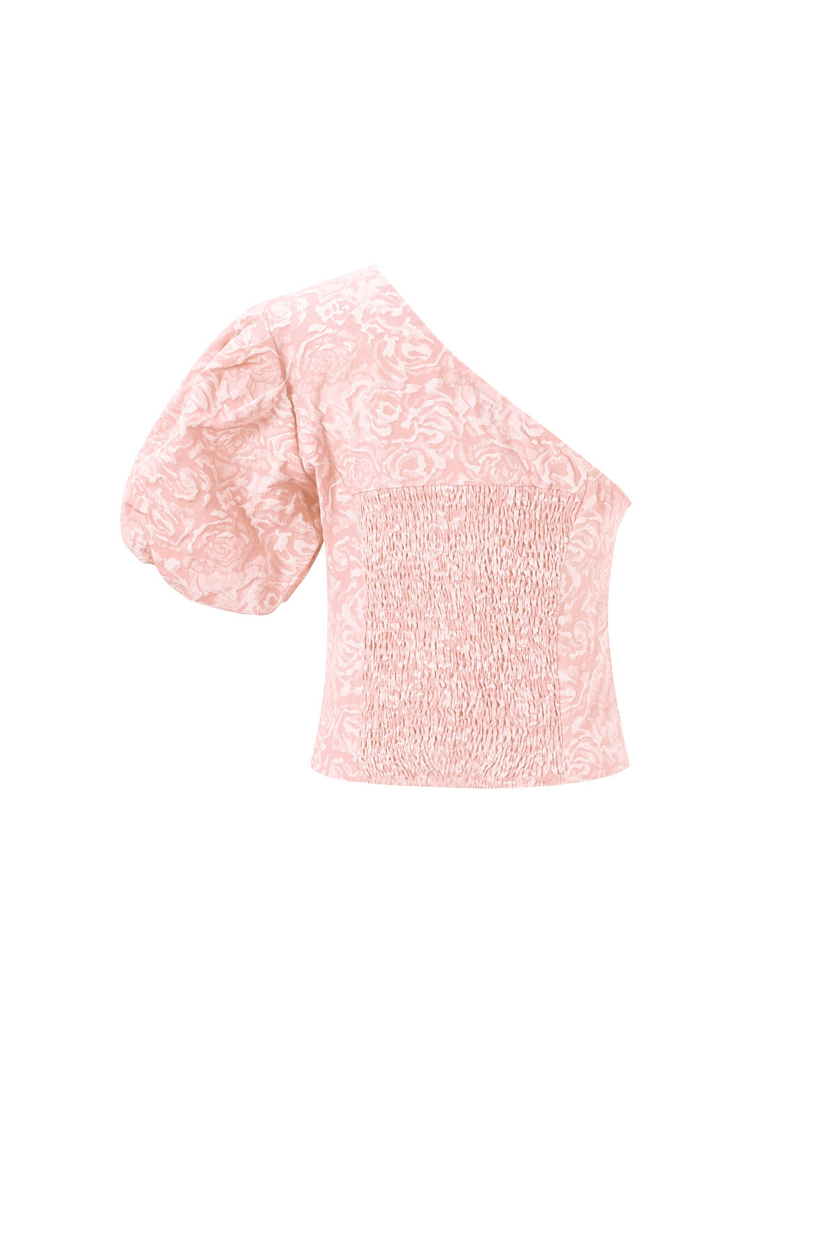 Woven Polyester Fiber Women's One-Shoulder Top Elegant Floral Print h5Picture3