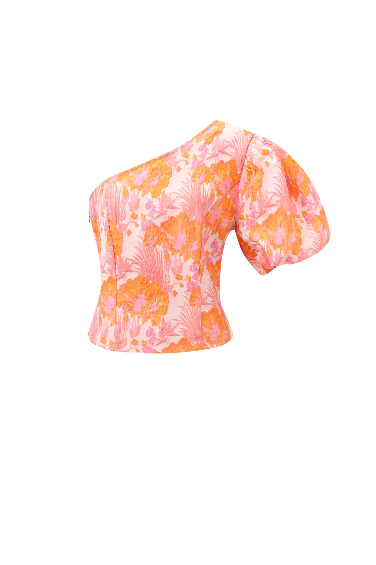 Woven Polyester Fiber Women's One Shoulder Top Elegant Floral Print h5