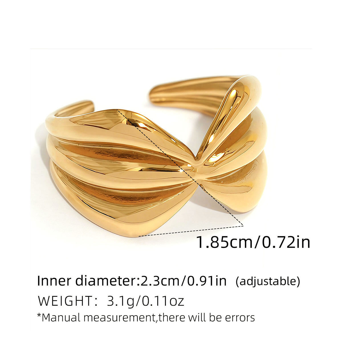 1 Piece  Daily Irregular Shape Stainless Steel Waterproof   Gold Color Women's Statement Rings Picture2