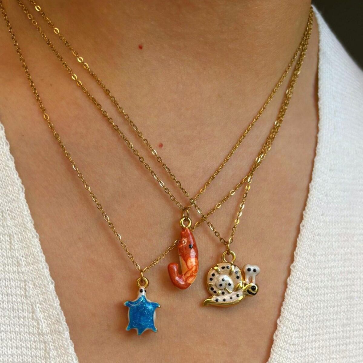 1 Piece Stainless Steel Waterproof Enamel Animal Pendant Necklace
