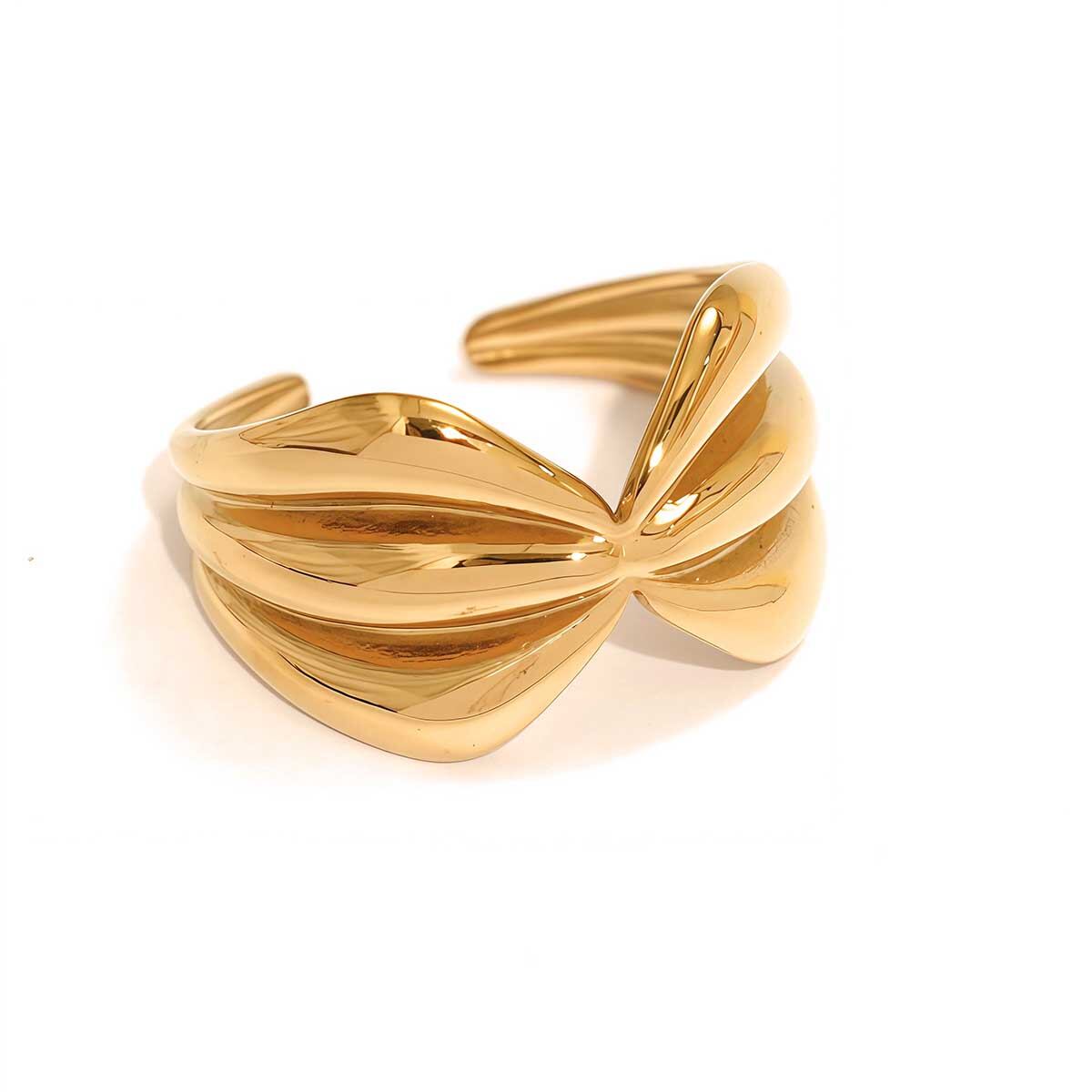 1 Piece  Daily Irregular Shape Stainless Steel Waterproof   Gold Color Women's Statement Rings 