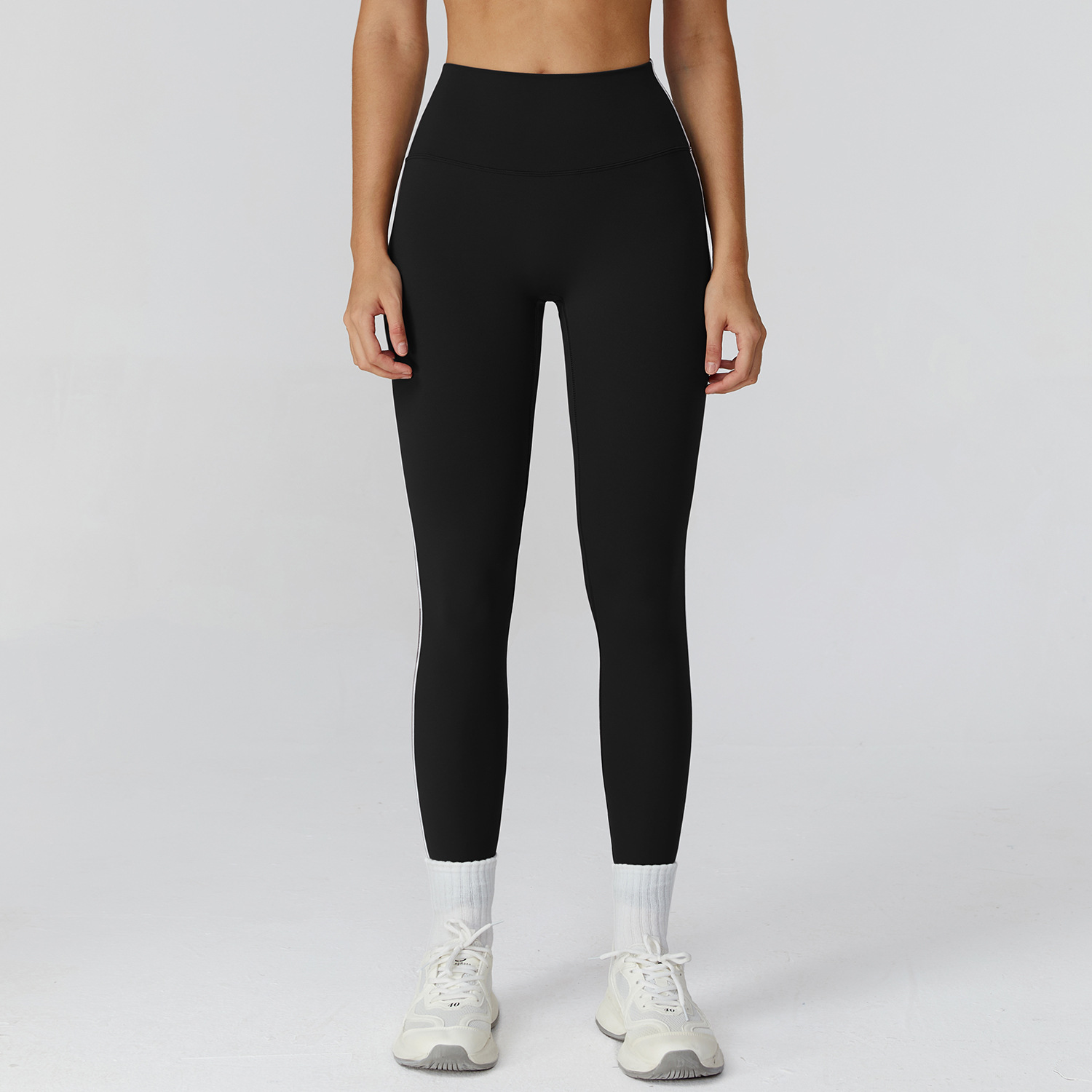 1 Piece Contrast Color Line Slim Fitting High Waisted Sports Bottoms h5