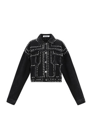 Woven Cotton Women's Denim Jacket Street Solid Color Studded Design h5