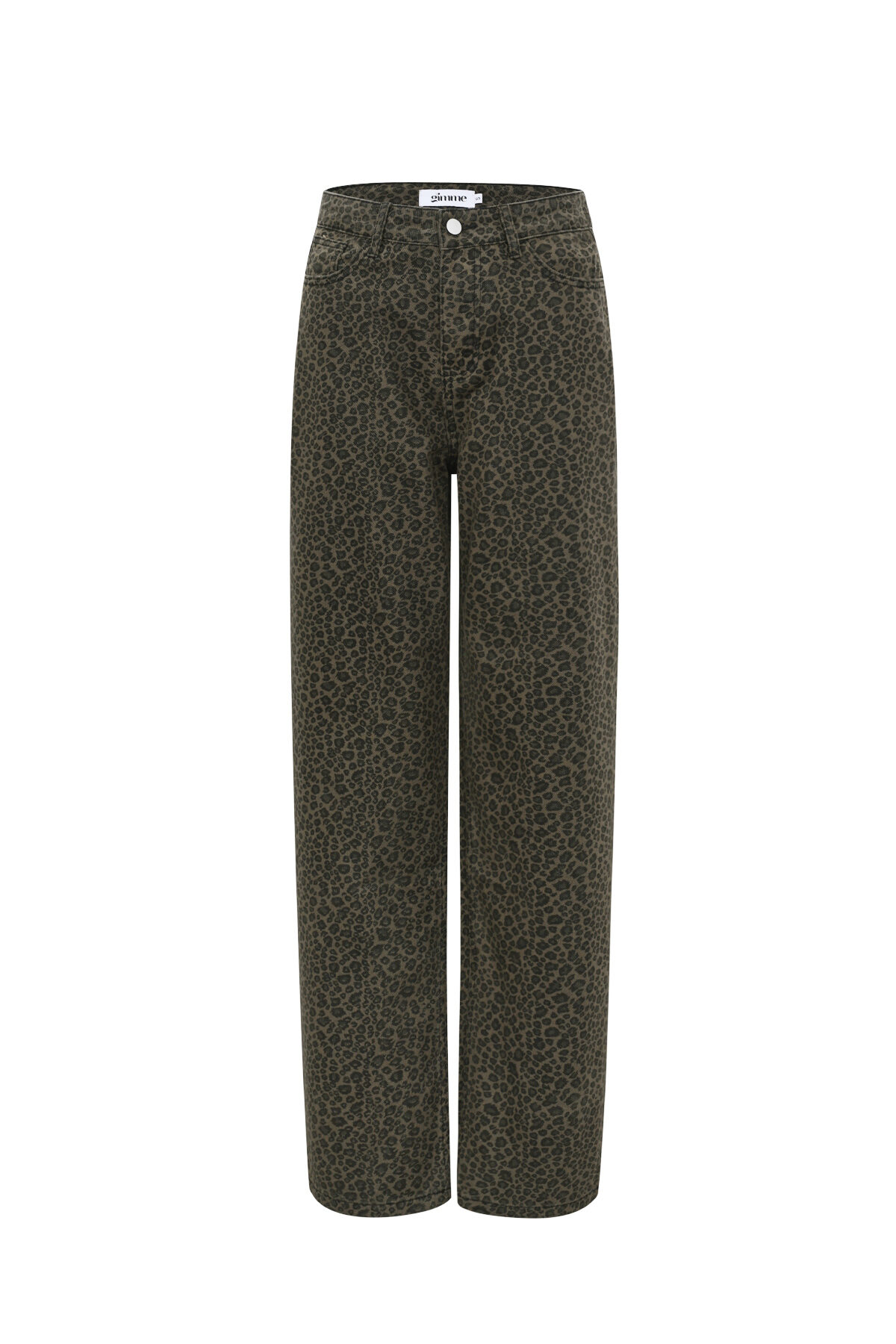 Woven Cotton Women's Straight Leg Pants Leopard Print Fall/Winter 
