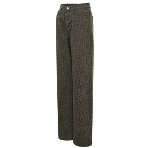 Woven Cotton Women's Straight Leg Pants Leopard Print Fall/Winter h5 Picture2