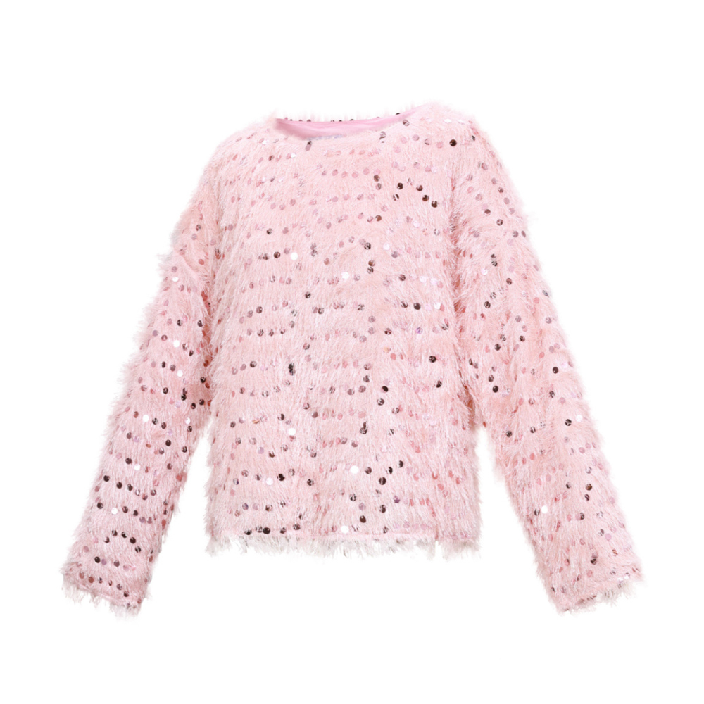 Woven Polyester Fiber Women's Long Sleeve Top Elegant Sequins h5Picture2