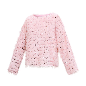 Woven Polyester Fiber Women's Long Sleeve Top Elegant Sequins h5 Picture2