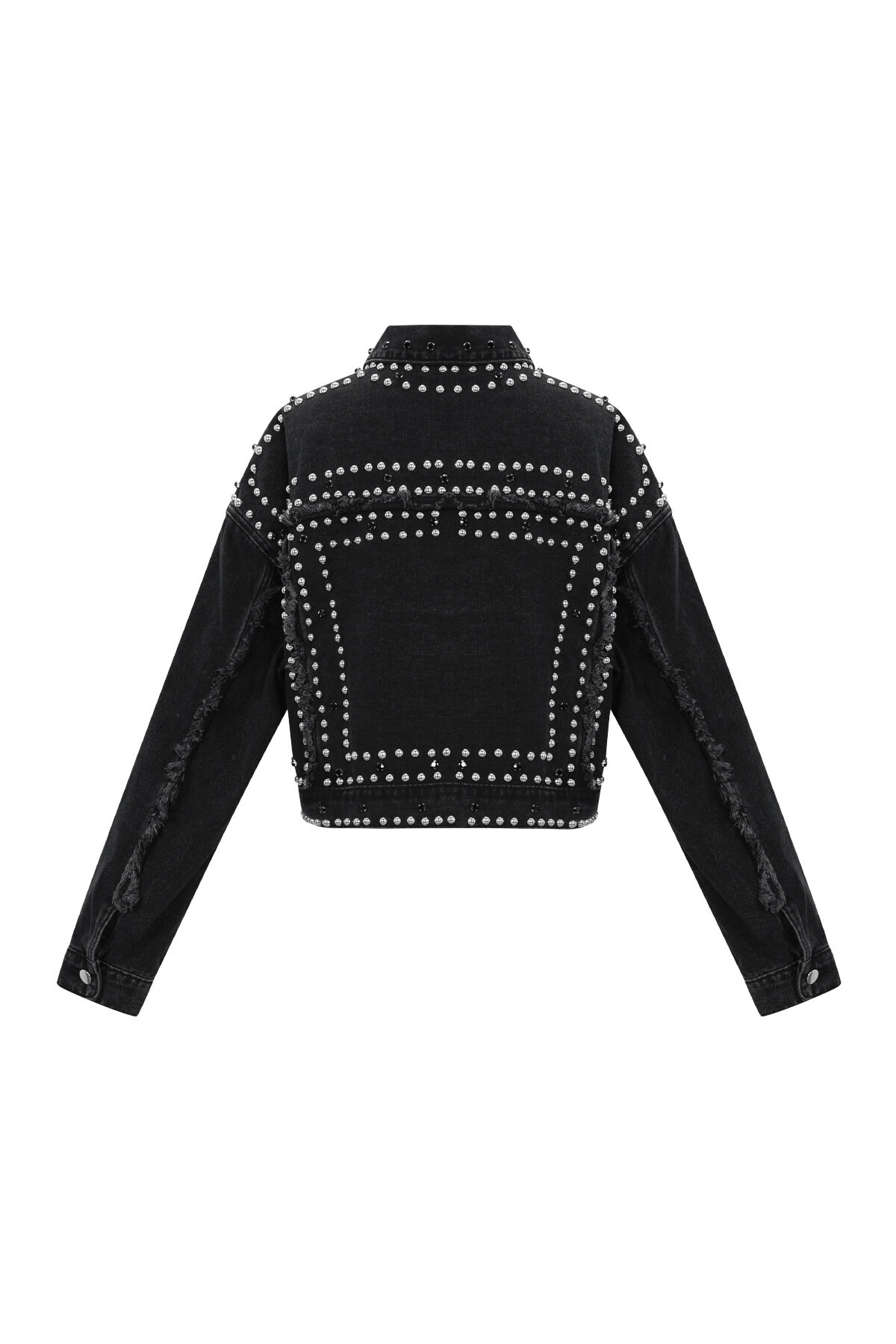 Woven Cotton Women's Denim Jacket Street Solid Color Studded Design h5 Picture3