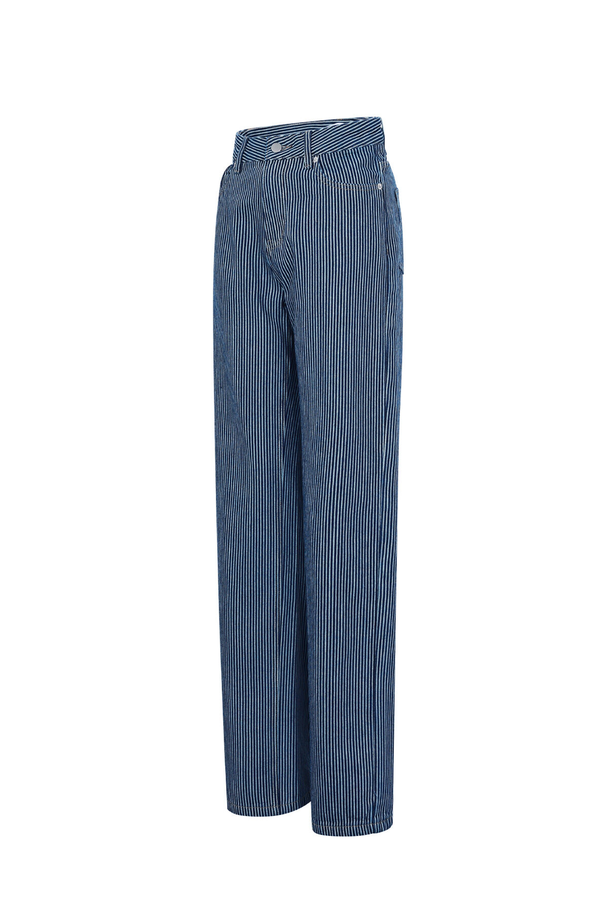 Woven Cotton Women's Straight Leg Pants Casual Stripes h5 Picture2