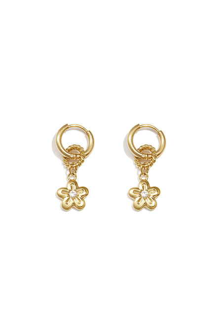 Boucles d'oreilles pendantes en acier inoxydable, style floral, collection décontractée et simple pour femmes