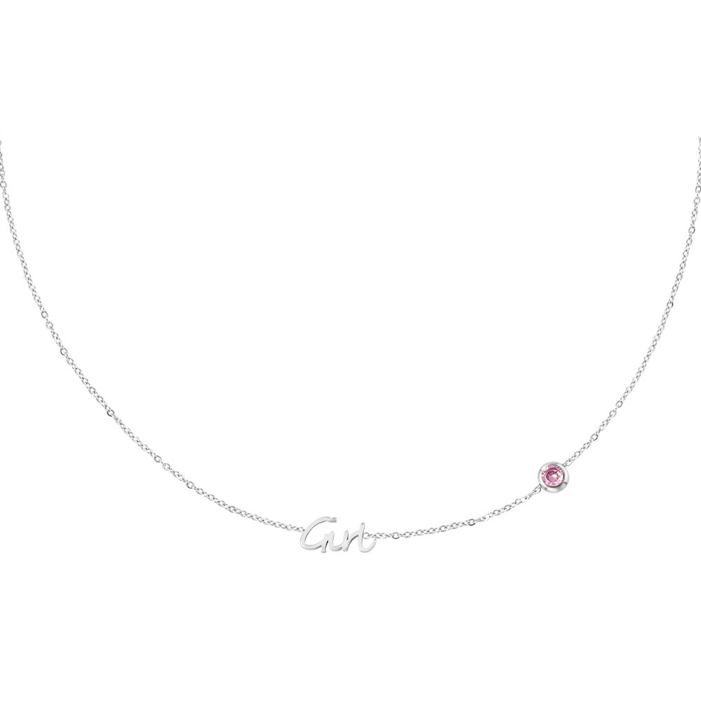 Geburtssteinkette Mädchen Silber