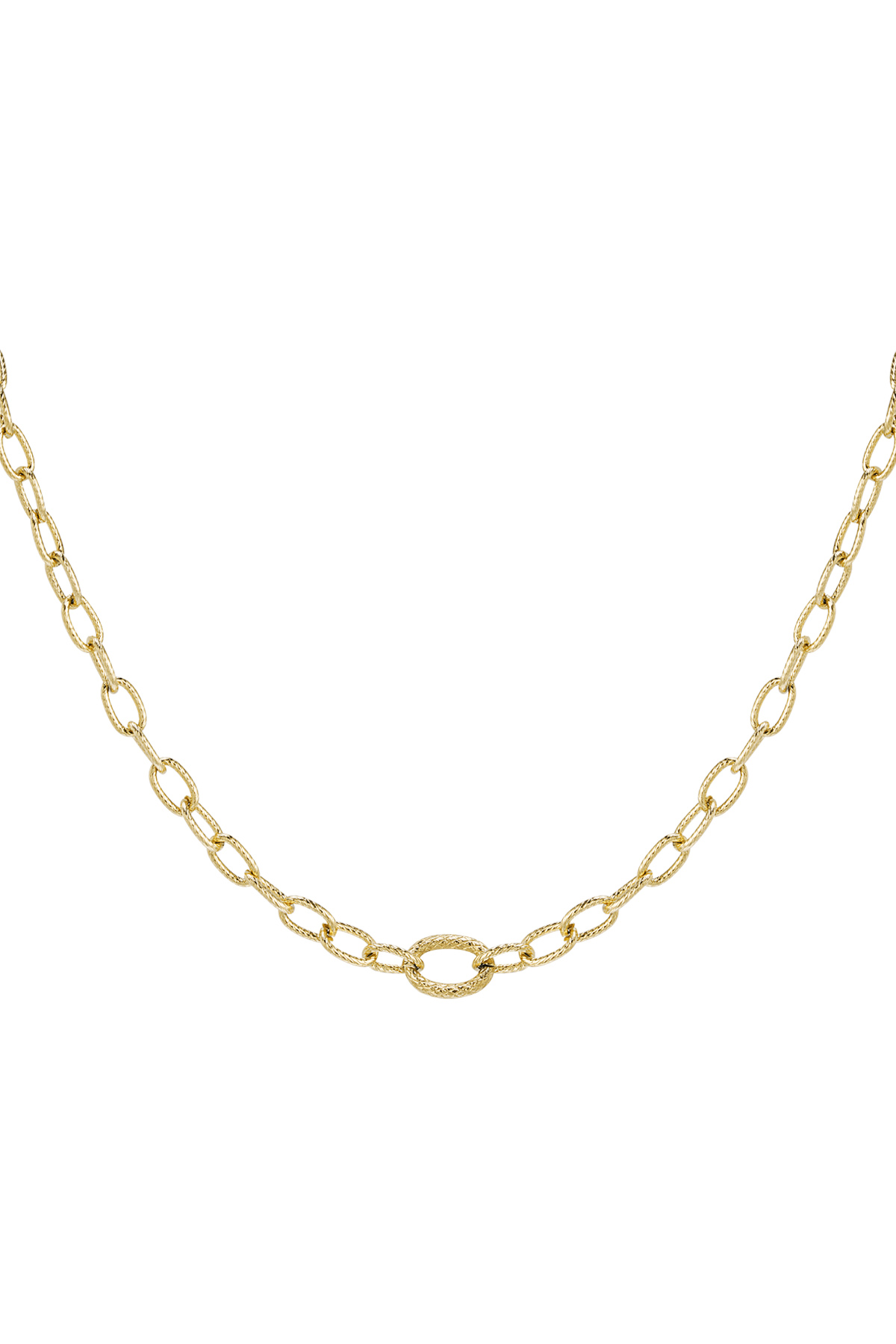 Link Chain With Structure - Gold Color Stainless Steel
