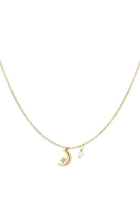 collana luna con perla - acciaio inossidabile colore oro 2