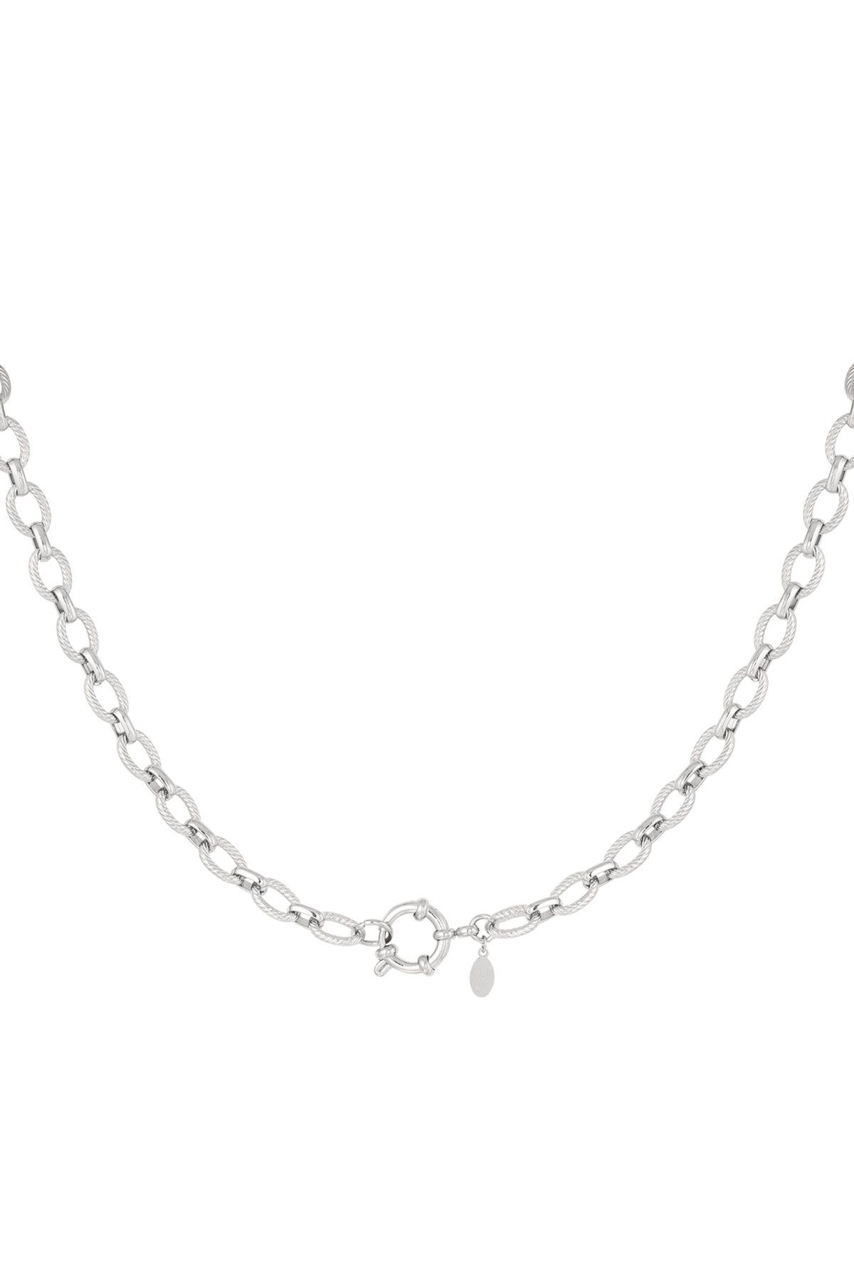 Necklace round links - Silver Color color 