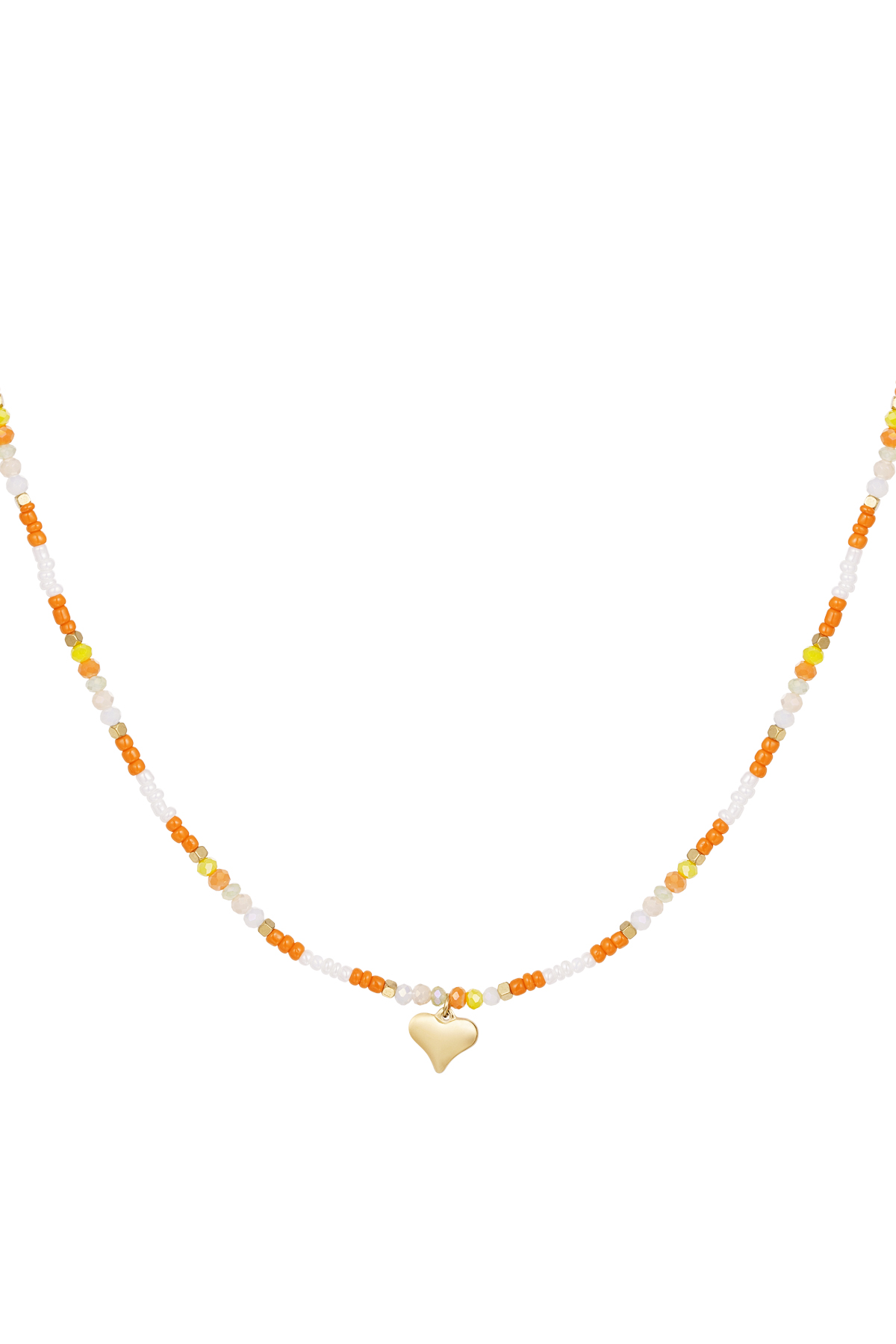Groothandel Kleurrijk Kralenketting met Hartvormige Bedel - Fuchsia/Multi Glazen Sieraden Set van 1, foto 5 van 6