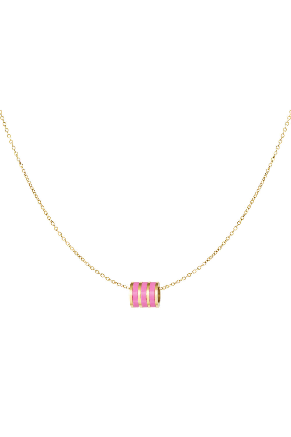 Ketting ronde bedel - Goud kleur/roze