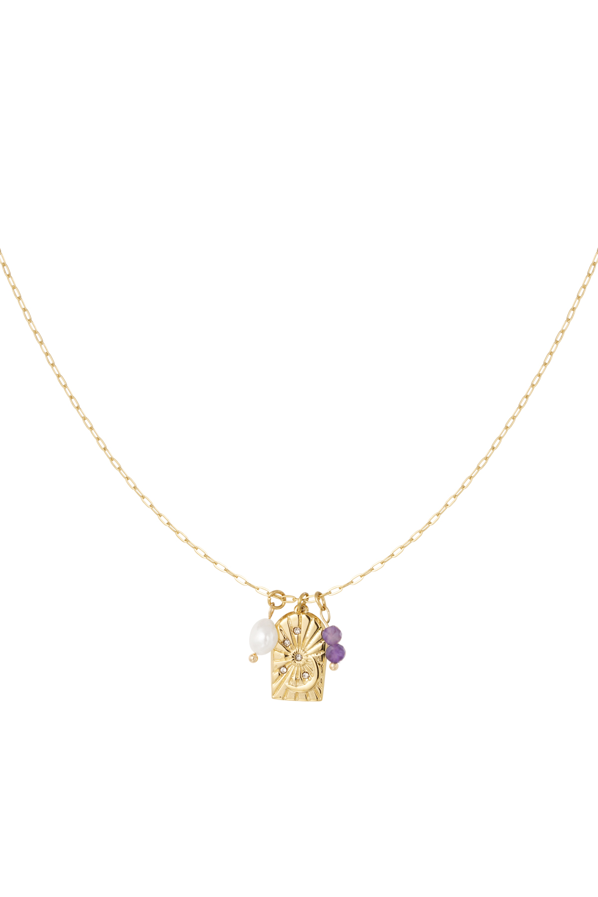 Groothandel Hanger voor Ketting - RVS Goudkleurig Paars Feest Sieraden
