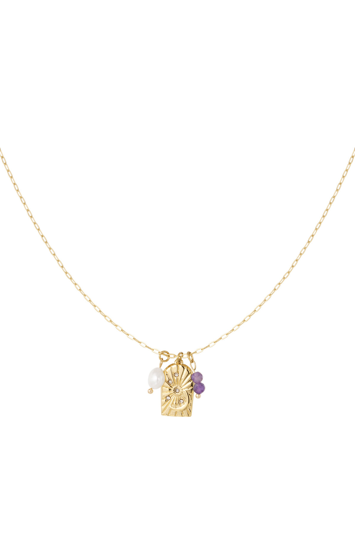 Ketting bedel party - Goud kleur/paars 