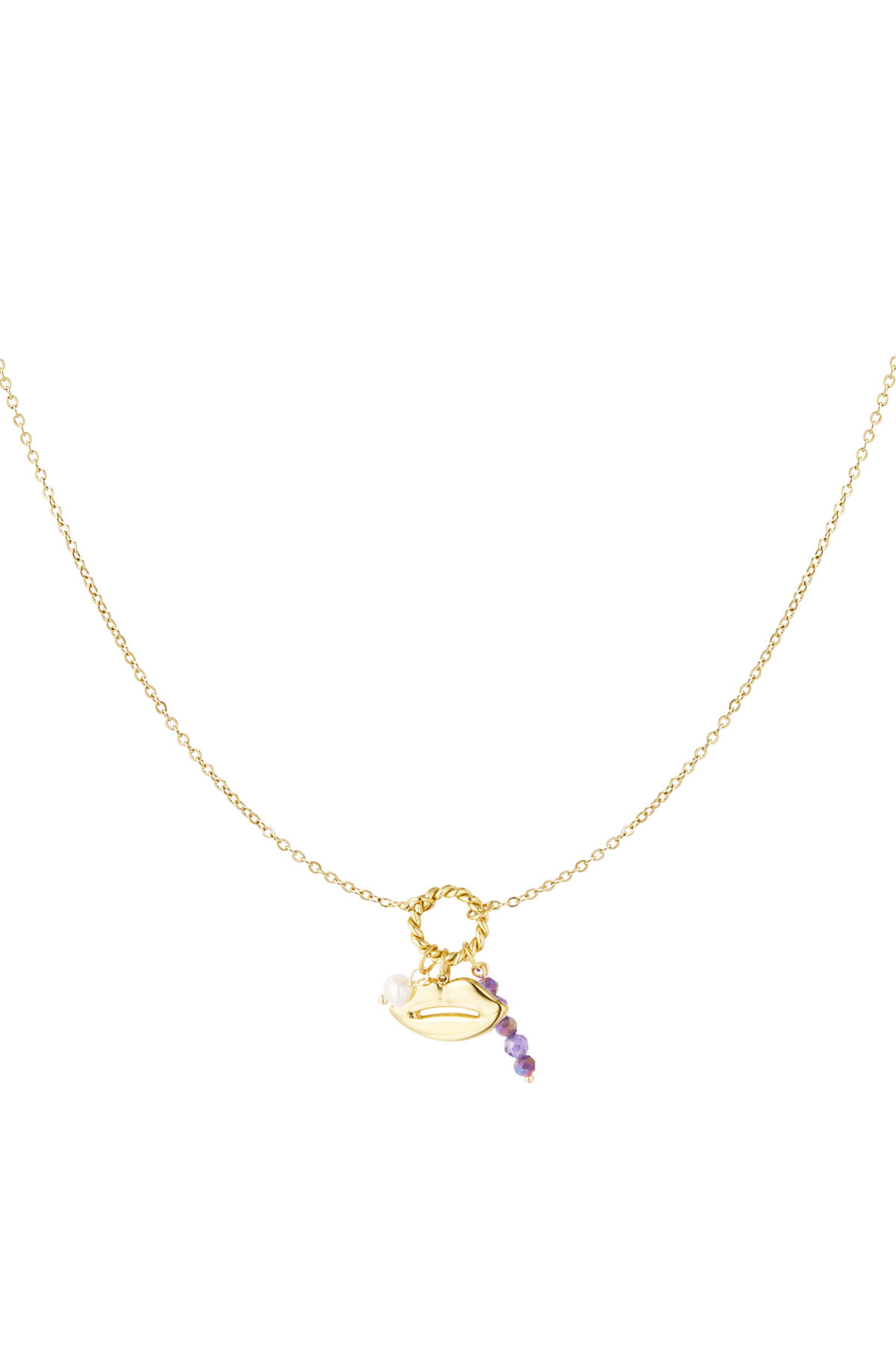 Bocca per collana con perline - Colore oro/viola h5 