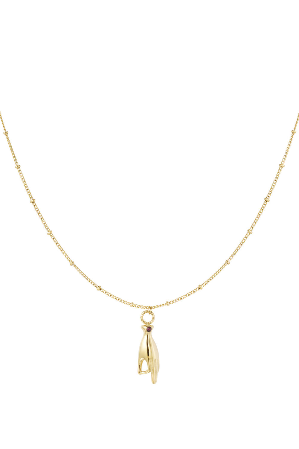 Collier breloque main avec pierre - doré/violet