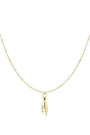 Collier breloque main avec pierre - doré/violet h5