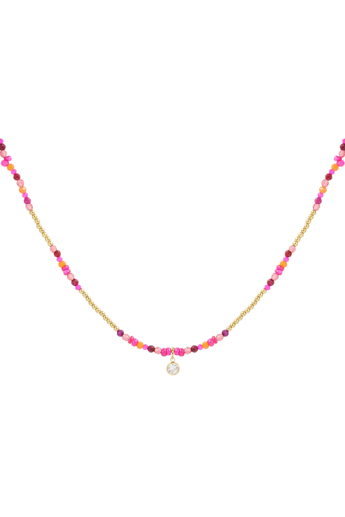 Kleurrijke ketting natuursteen en strass steentje h5 