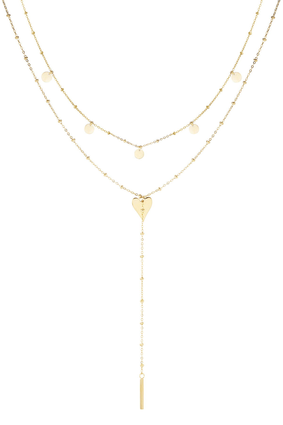 Collier long à la taille avec cercles - doré h5 
