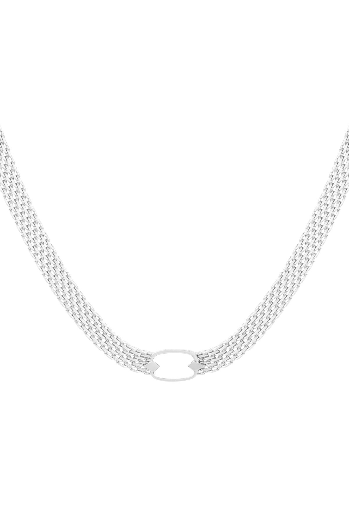 Halskette mit flachen Gliedern – Silber h5 