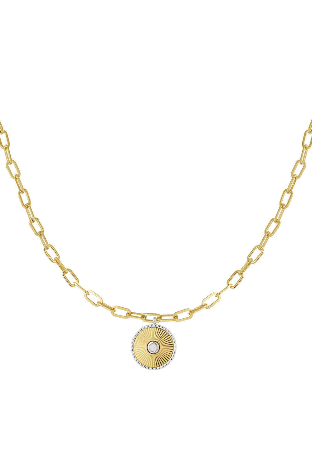 schakkel ketting met goud/zilver detail