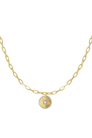 schakkel ketting met goud/zilver detail h5
