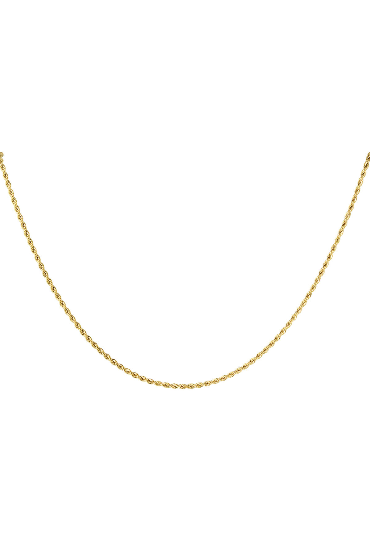 unisex necklace twisted short - Gold color-2.0mm 2