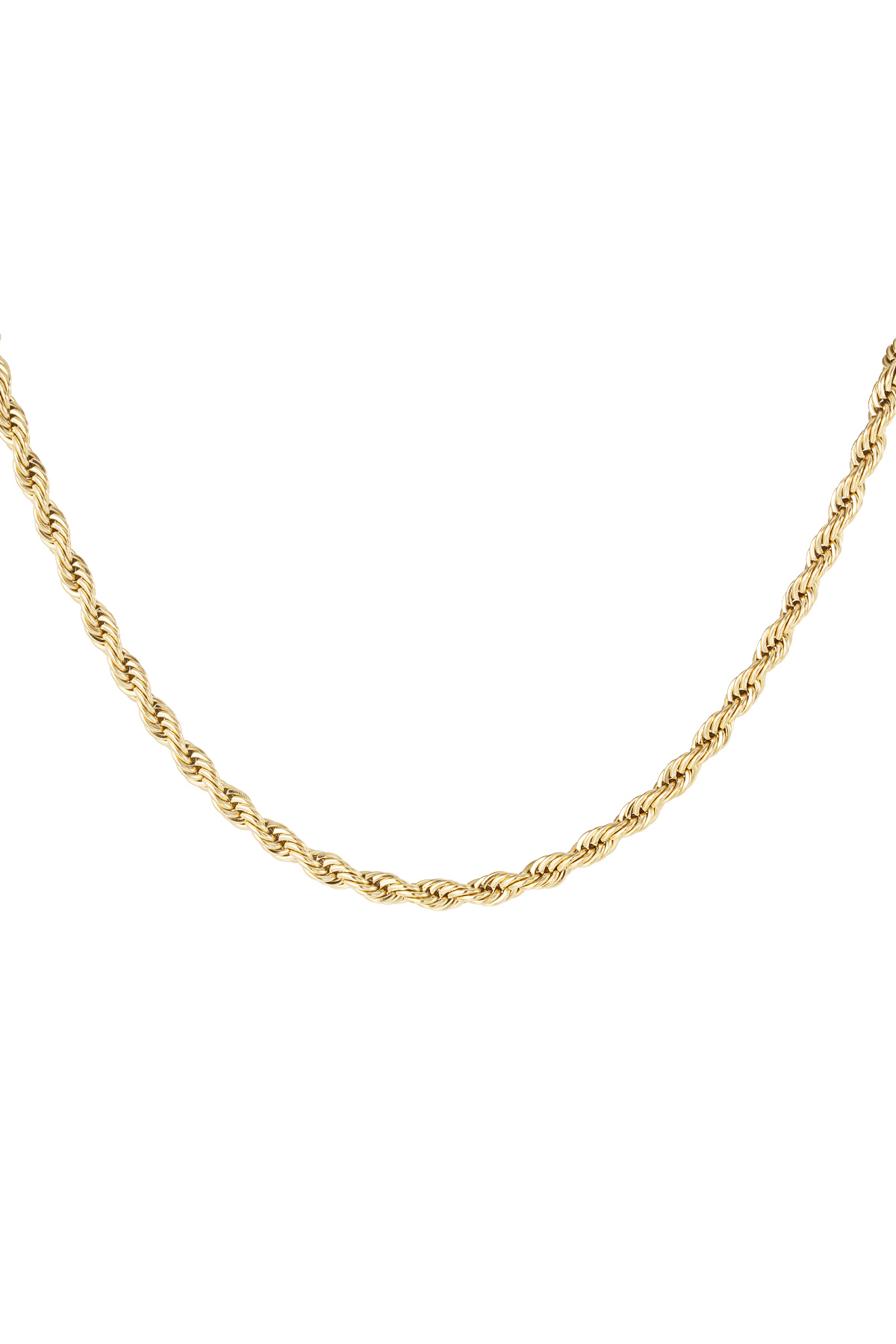 unisex necklace thick twisted short - Gold color-4.5mm h5 
