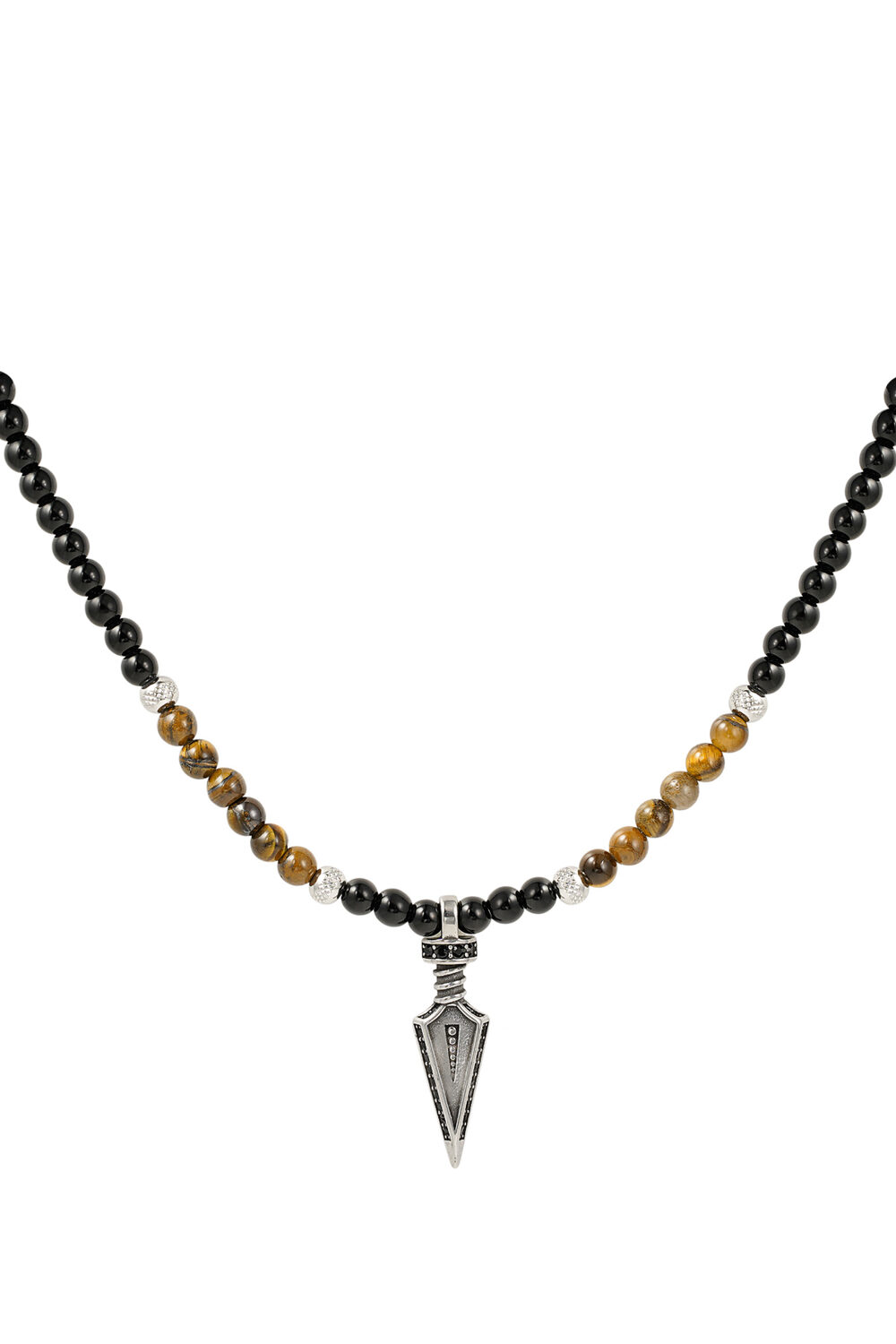 Collana da uomo con perline e ciondolo