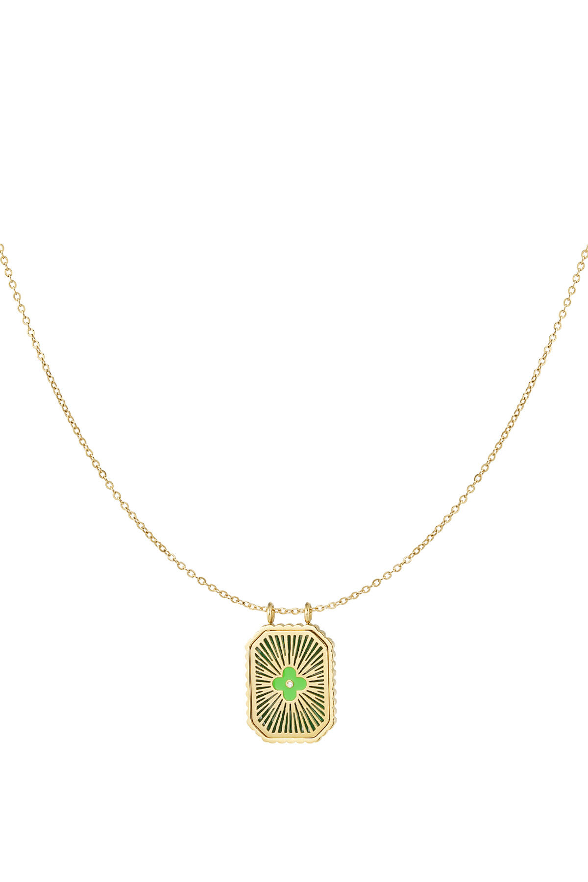 Collana con ciondolo fiore colorato - Colore oro verde 