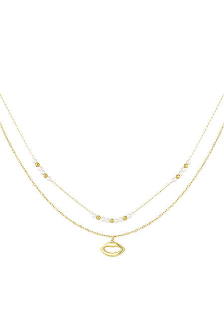 double necklace kiss with pearl 2