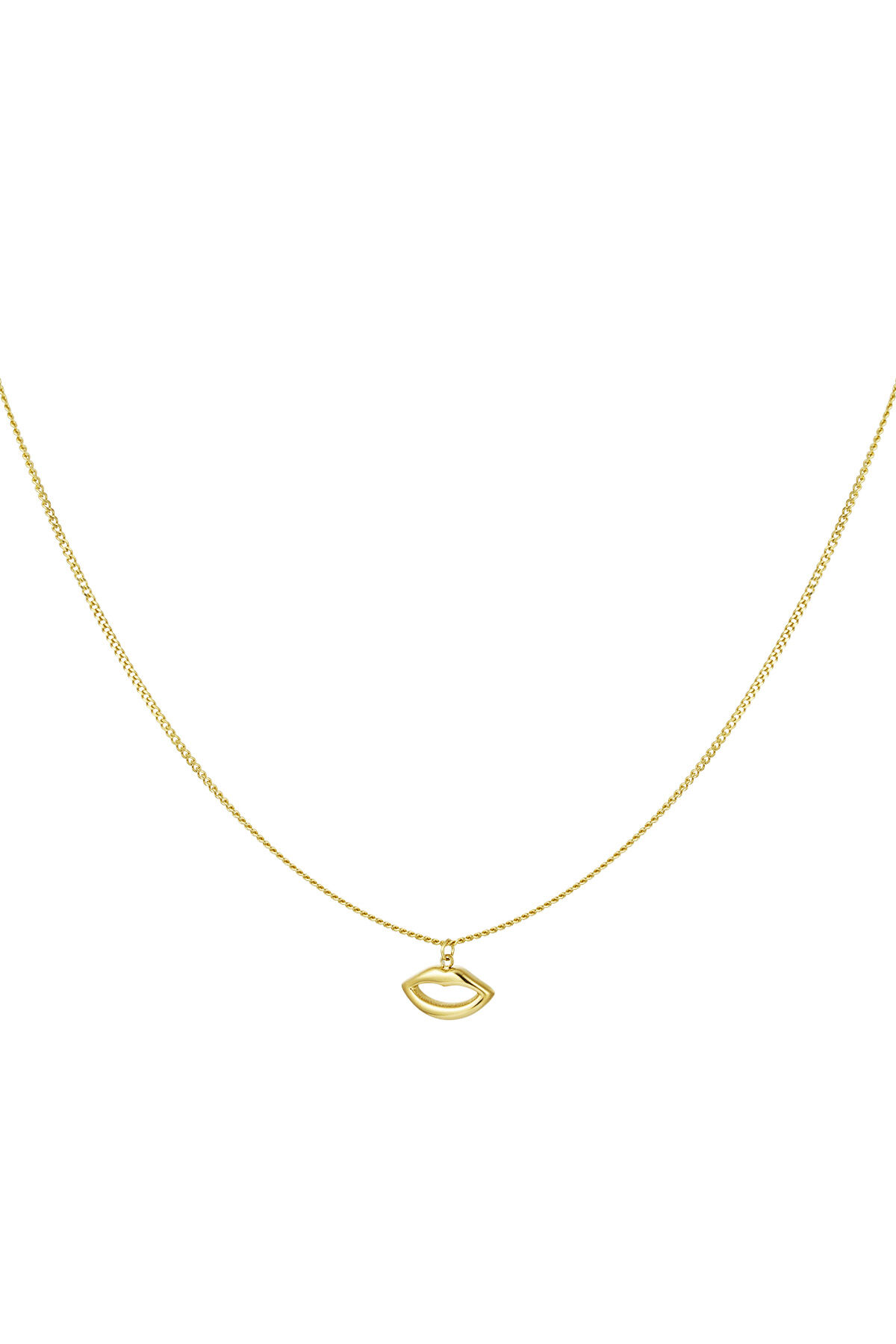Schlichte Halskette mit Lippenanhänger – Goldfarbe  - Goldfarbefarbe 