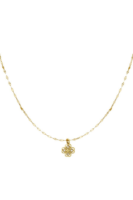 Gedrehte Halskette mit Kleeblatt – Goldfarbe - Goldfarbefarbe 2